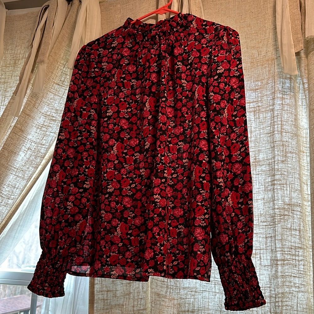 Black and red floral top